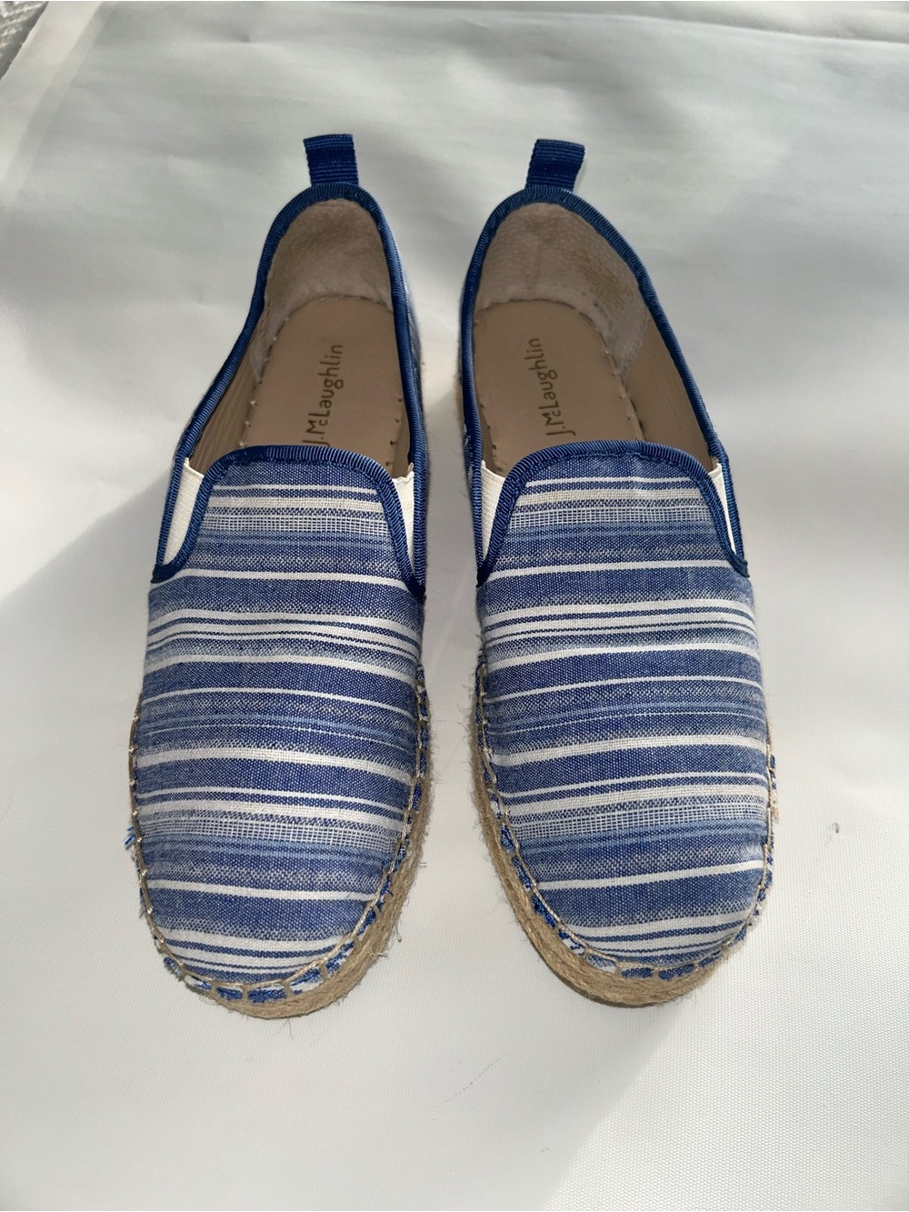 Espadrilles Blue White Stripped Slip-On Shoes size 8.5M Light Weight